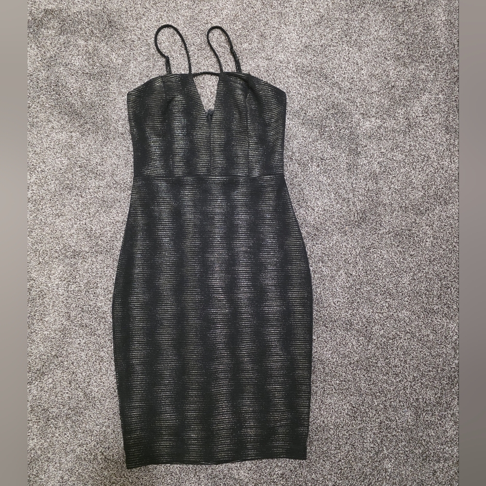 Guess Black And Gold Bodycon Dress